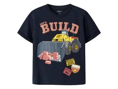 Name It t shirt i mørkeblå med Tonka gravemaskine print foran