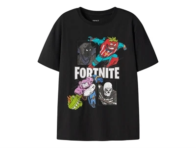 Name It t-shirt i black med Fortnite print set forfra