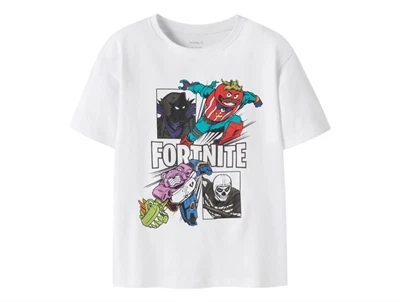 Name It t-shirt i bright white med Fortnite print forfra