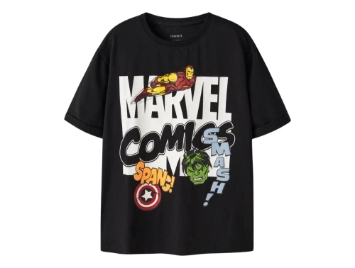 Name It t-shirt i black med Marvel print set forfra