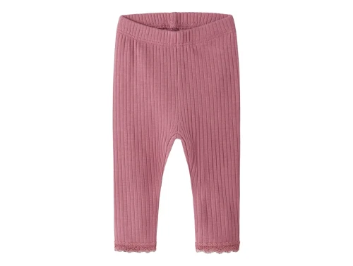 Name It leggings i rosa nuance med ribstruktur forfra