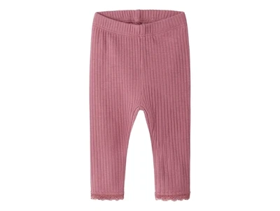 Name It leggings i rosa nuance med ribstruktur forfra