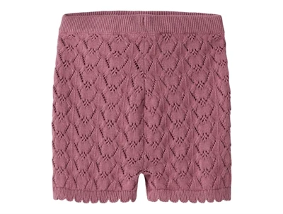 Name It strikshorts i rosa nuance med hulmønster forfra