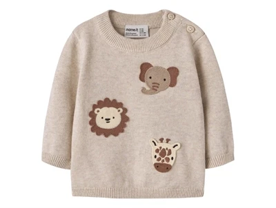 Name It striktrøje i råhvid nuance med dyremotiver