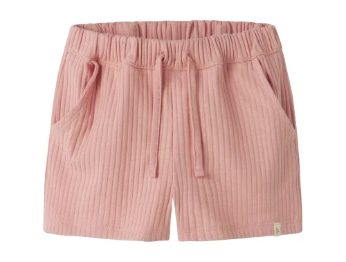 Lil\' Atelier shorts i rosa nuance med ribstruktur set forfra