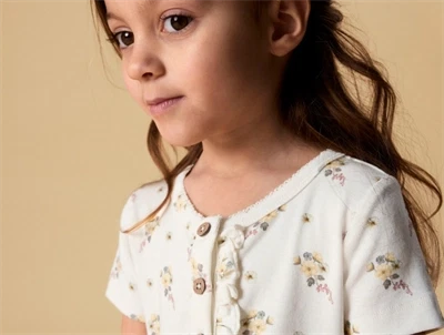 Lil\' Atelier kjole i rahvid nuance med blomsterprint pa barn