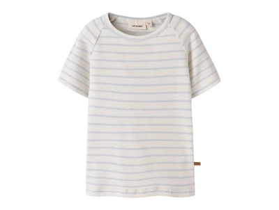 Lil Atelier t-shirt i råhvid nuance med lyseblå striber forfra