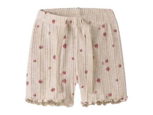 Name It shorts i beige nuance med jordbærprint