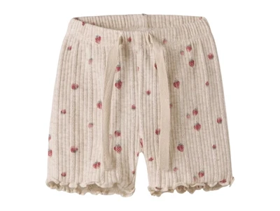 Name It shorts i beige nuance med jordbærprint