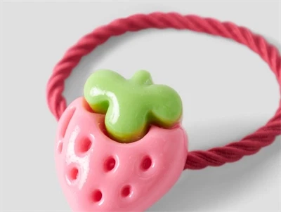 Name It hårelastik i pink med jordbær detalje