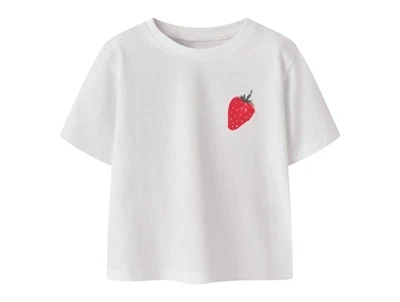 Name It t shirt i hvid med jordbær print foran