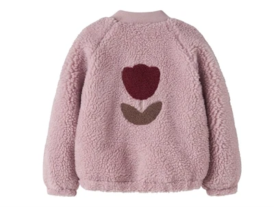 Name It teddyjakke violet ice med blomsterbroderi