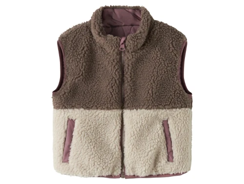 Name It teddyvest i beige og brun nuance wistful mauve set forfra