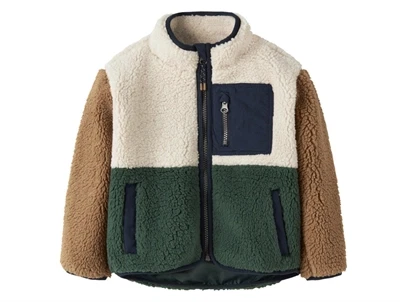 Name It teddyjakke jungle green med kontrastfarver