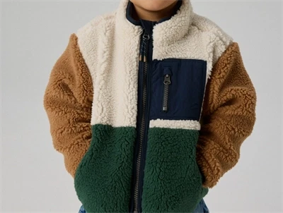 Name It teddyjakke jungle green med kontrastfarver