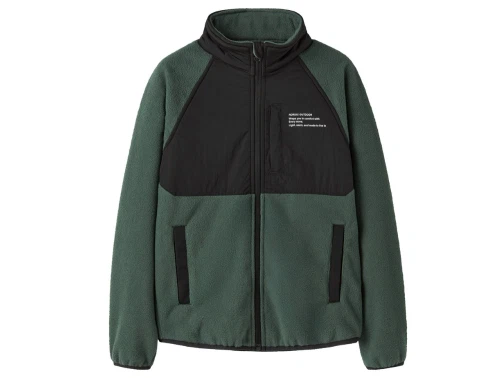 Name It fleecejakke jungle green med kontrastpaneler
