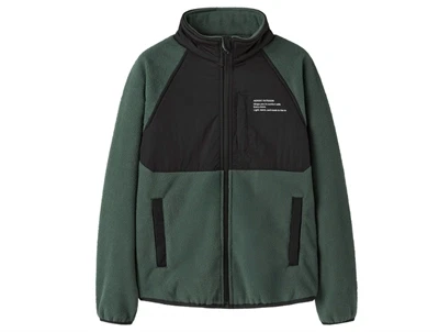 Name It fleecejakke jungle green med kontrastpaneler
