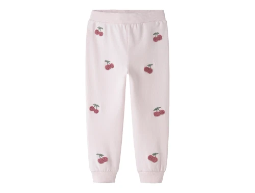 Name It sweatpants i lyserød nuance med kirsebær broderi