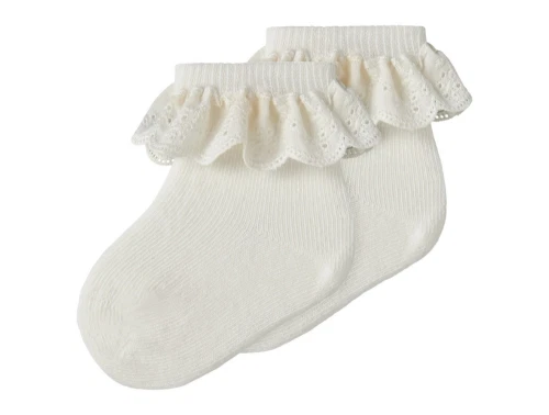 Lil\' Atelier strømper 2-pak i råhvid nuance med flæsekant