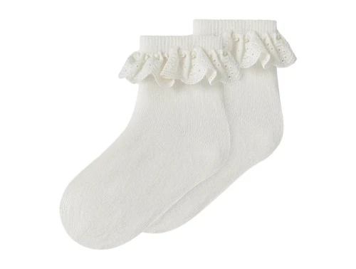 Lil\' Atelier strømper 2-pak i råhvid nuance med flæsekant