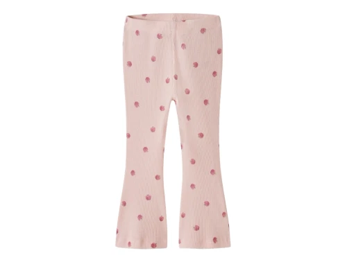 Name It leggings i lyserød nuance med æbleprint forfra