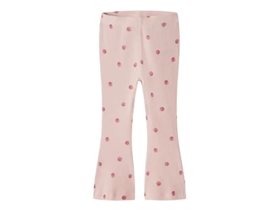 Name It leggings i lyserød nuance med æbleprint forfra