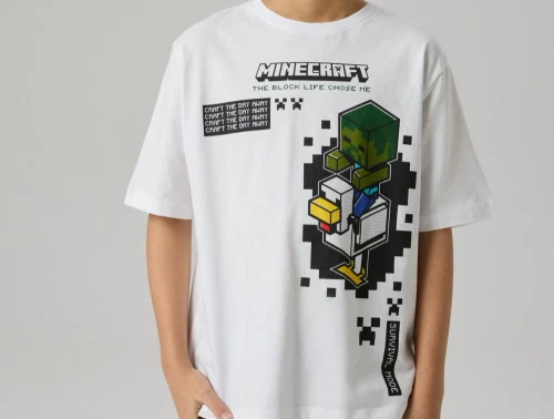 Name It t-shirt bright white med Minecraft print