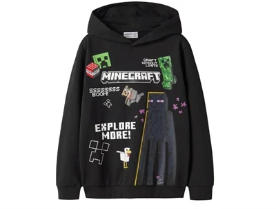 Name It hoodie black med Minecraft print