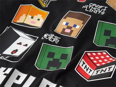 Name It t-shirt sort med Minecraft print