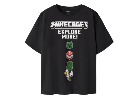 Name It t-shirt sort med Minecraft print