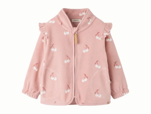 Lil\' Atelier fleecejakke i rosa nuance med kirsebærprint