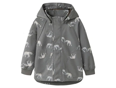 Name It softshelljakke quiet shade elephant med print