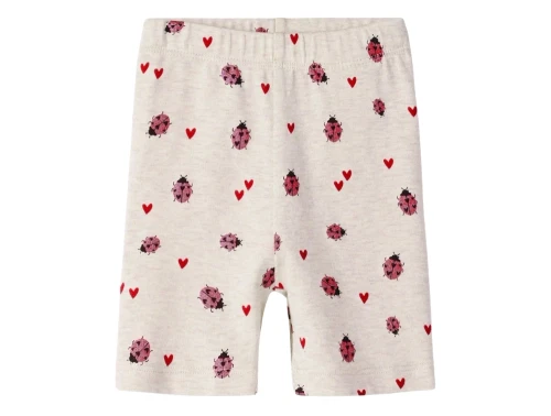 Name It biker shorts i beige nuance med mariehøneprint forfra