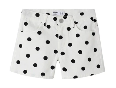 Name It shorts i antique white med sorte prikker forfra