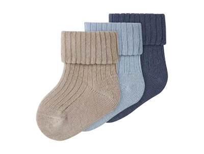 Name It strømper i grå og blå nuancer med ribstruktur
