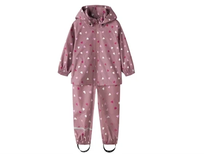 Name It regnsæt wistful mauve hearts med hjerteprint