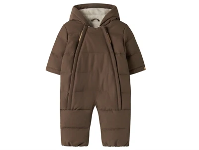 Lil' Atelier babyflyverdragt dark earth med fleecefor