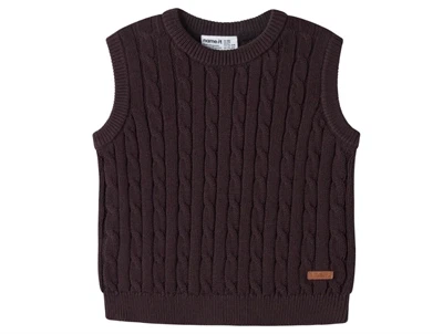 Name It strikvest chocolate plum med kabelstrik