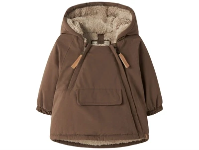Lil' Atelier vinterjakke dark earth med teddyfor