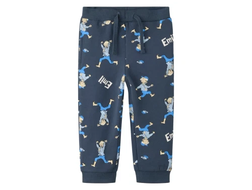 Name It sweatpants i mørkeblå med Emil fra Lønneberg allover print