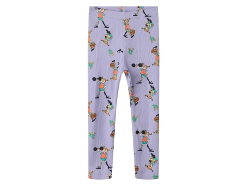 Name It ribleggings i lyslilla med Pippi Langstrømpe allover print