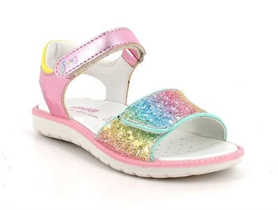Primigi rosa sandal med regnbue glitter og velcrolukning til børn