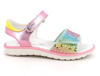 Primigi rosa sandal med regnbue glitter og velcrolukning til børn