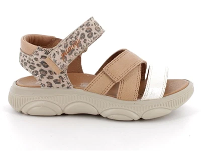 Primigi Alice sandal beige/taupe med leopard og metallic detaljer