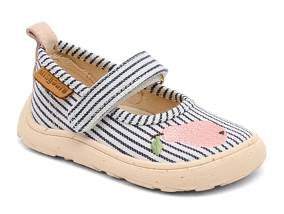 Bisgaard ballet hjemmesko med striber og pærebroderi