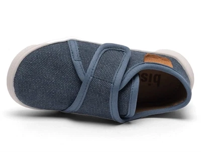 Bisgaard Pav hjemmesko navy canvas med velcro og gummisål