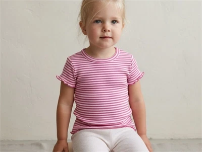 Joha t-shirt pink striber merinould/silke