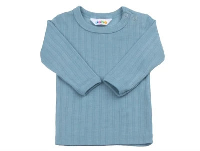 Joha bluse lyseblå i merinould og silke med lange ærmer