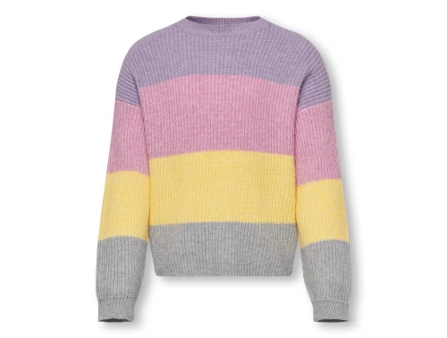 Kids ONLY viola/strawberry moon/pineapple slice/light grey melange stribet pullover striktrøje