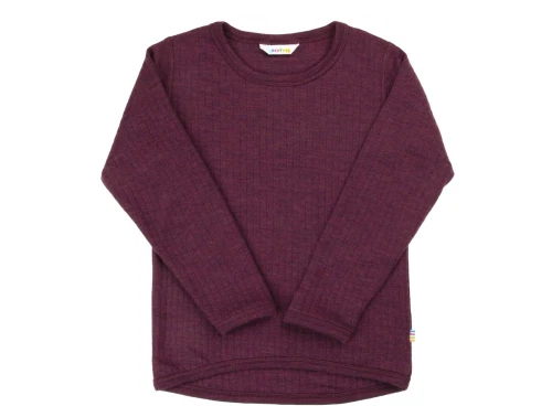 Joha uldbluse i blommefarvet merinould med lange ærmer  